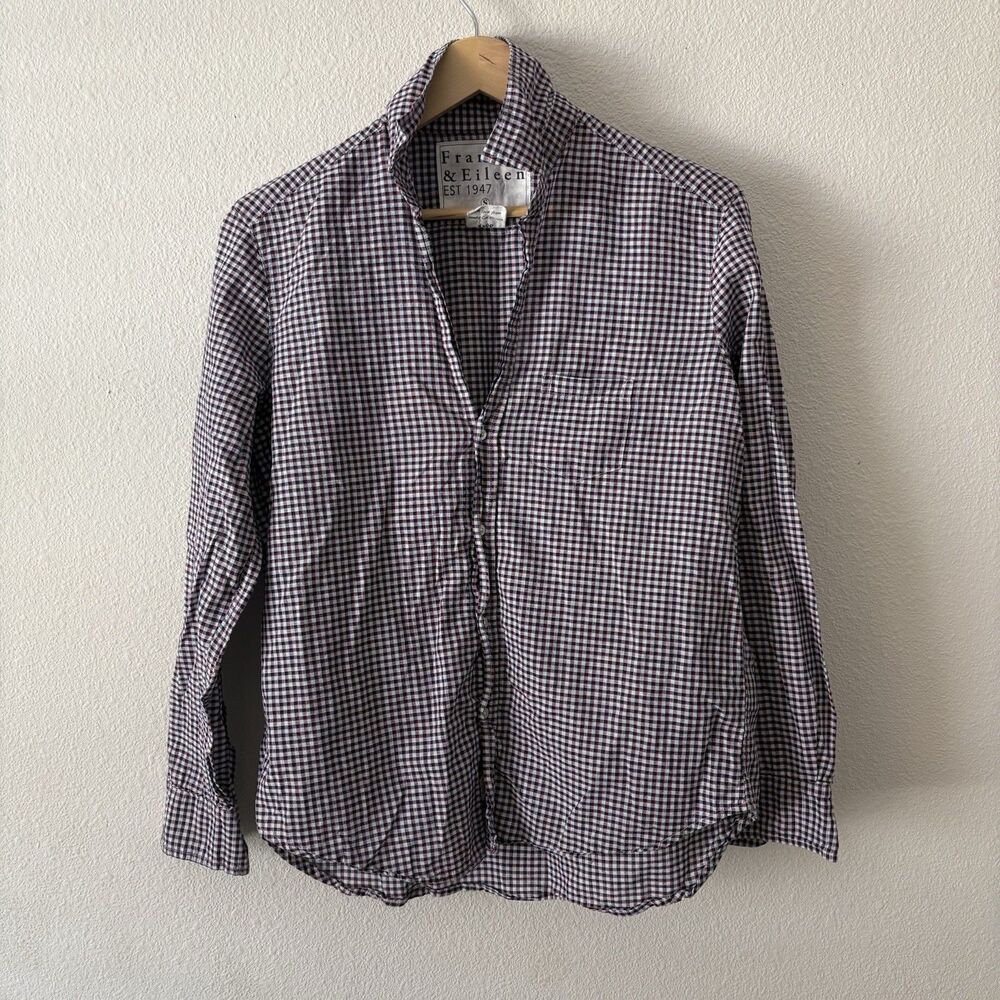Frank & Eileen EILEEN Gingham Plaid Check Button Up Shirt S Red Blue Coastal